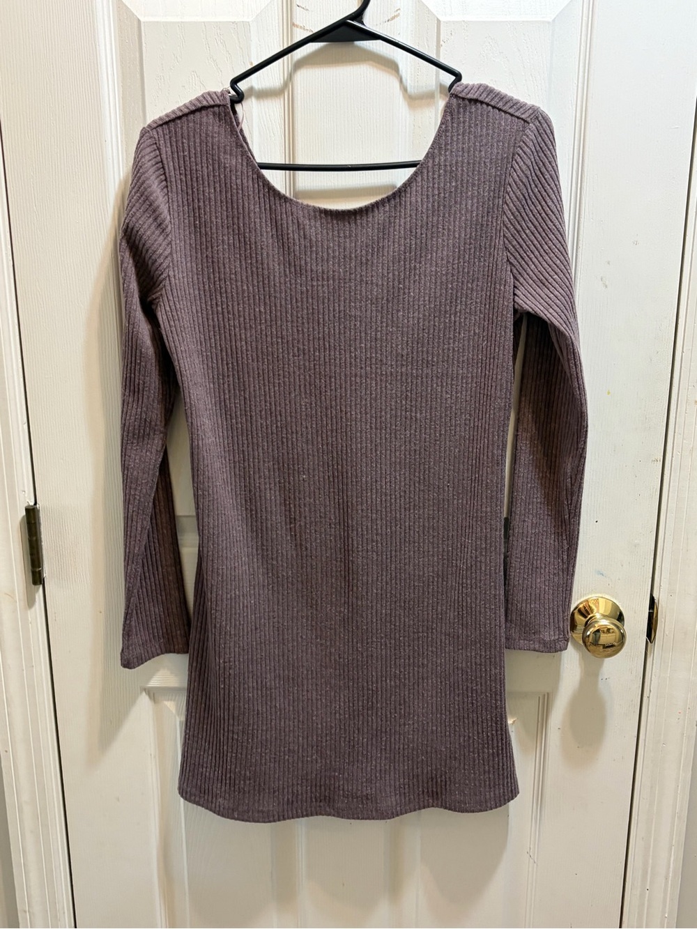 Gentle Fawn Ribbed Long Sleeve Scoop Neck sweaterdress - Mauve